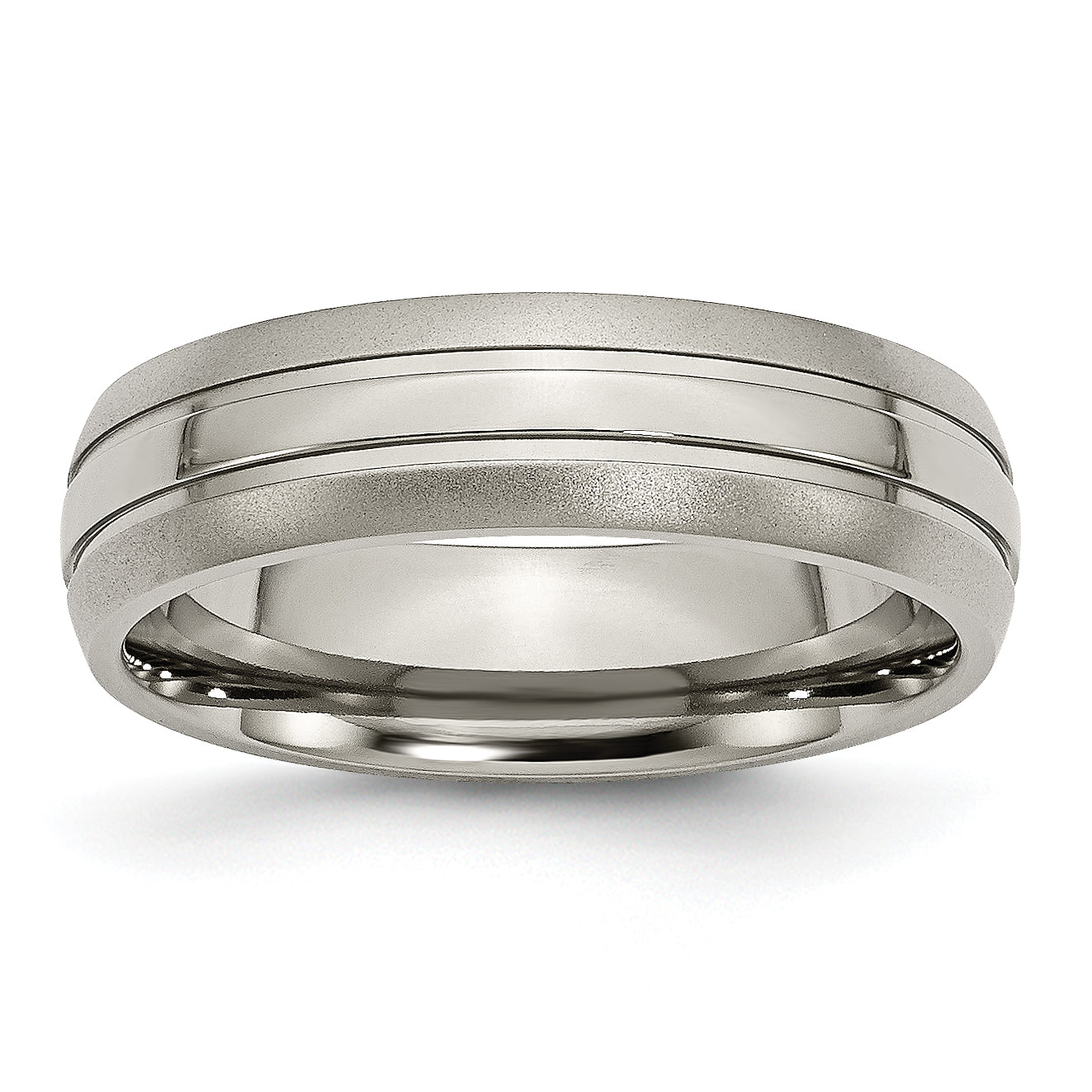 Chisel Titanium Brushed and Polished 6mm Grooved Band Main image