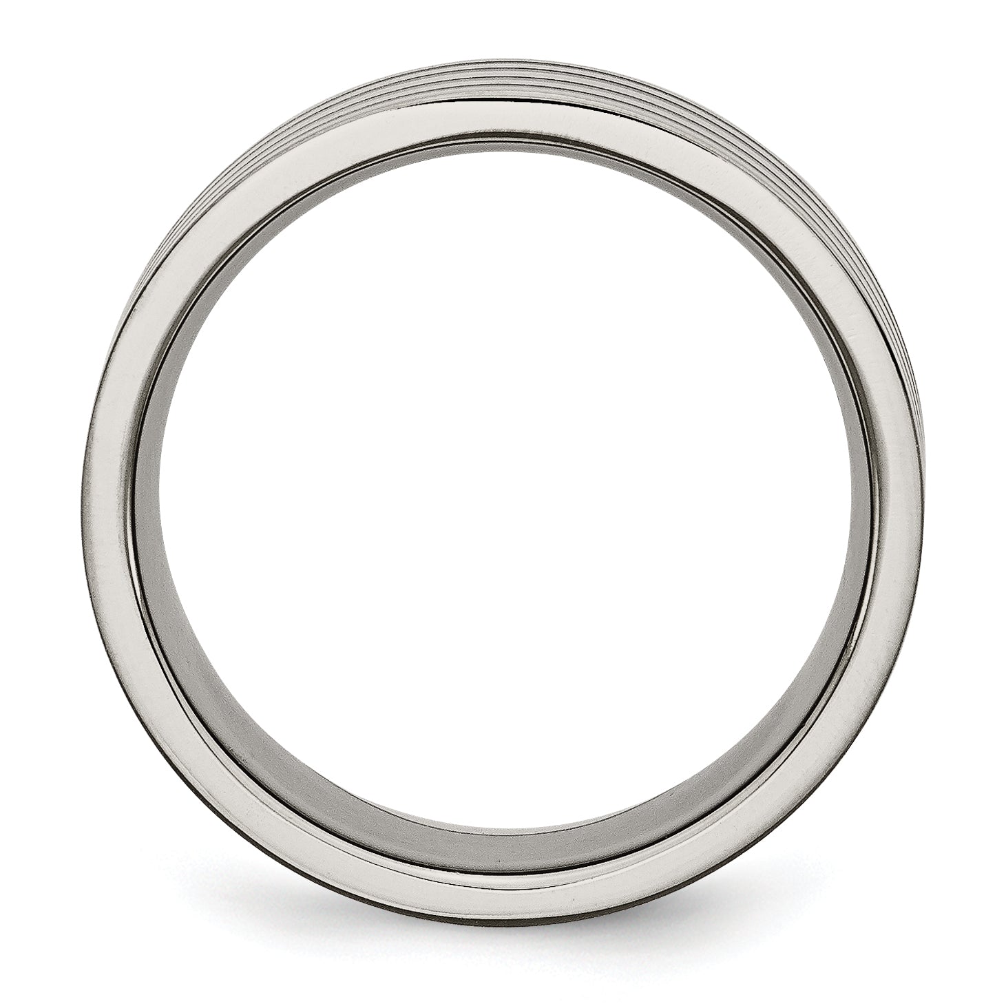 Black Enamel Striped Wedding Band in Titanium, 8mm Secondary image