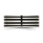 Chisel Titanium Polished Black Enamel Striped 8mm Flat Band