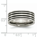 Chisel Titanium Polished Black Enamel Striped 8mm Flat Band