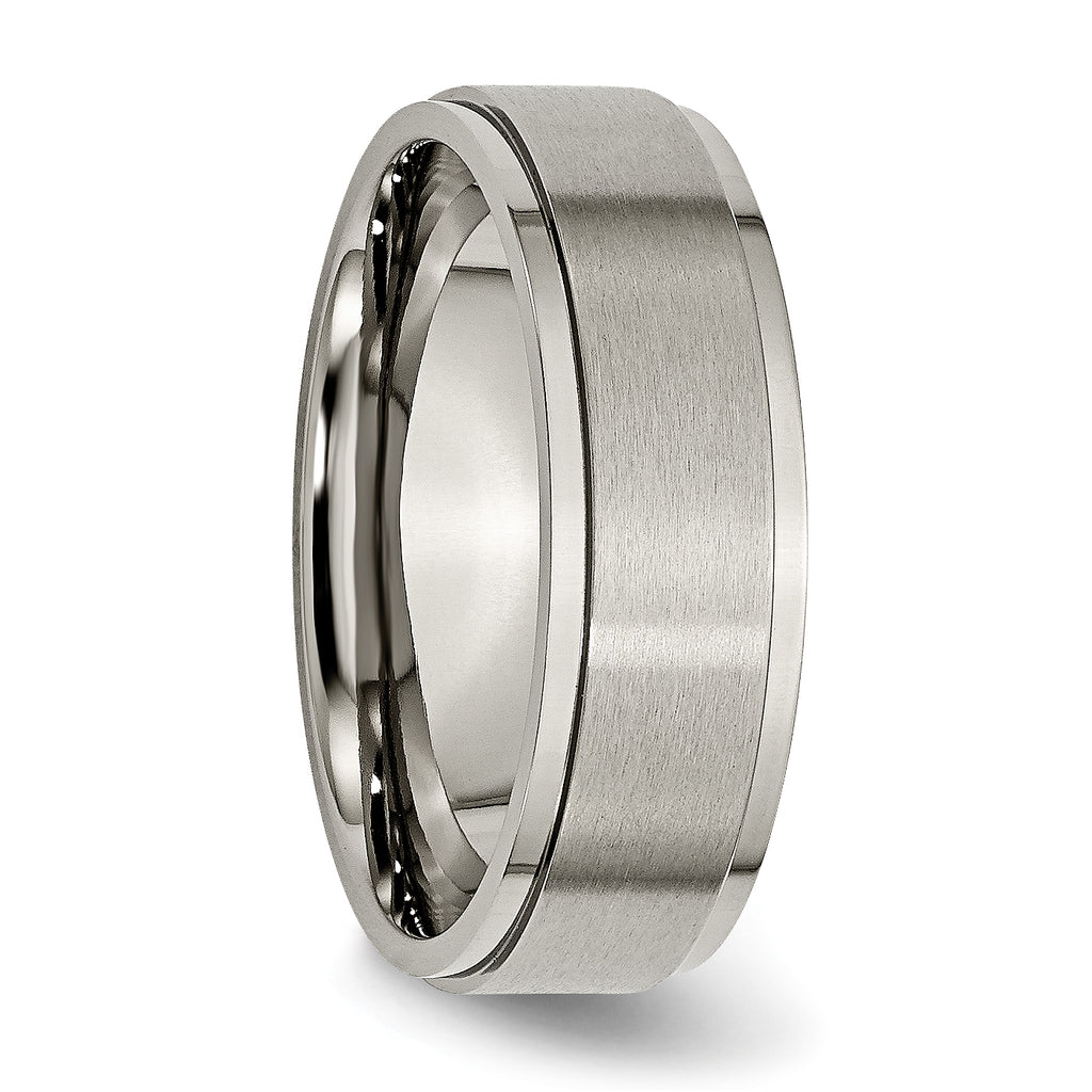 Chisel Titanium Brushed Center 7mm Ridged Edge Band