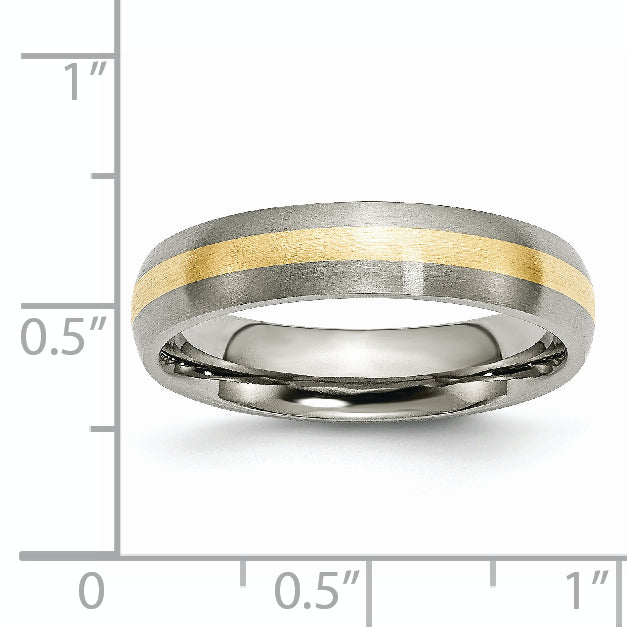 Chisel Titanium Brushed with 14k Gold Inlay 5mm Band