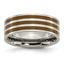 Chisel Titanium Polished Brown Enamel Striped 8mm Flat Band