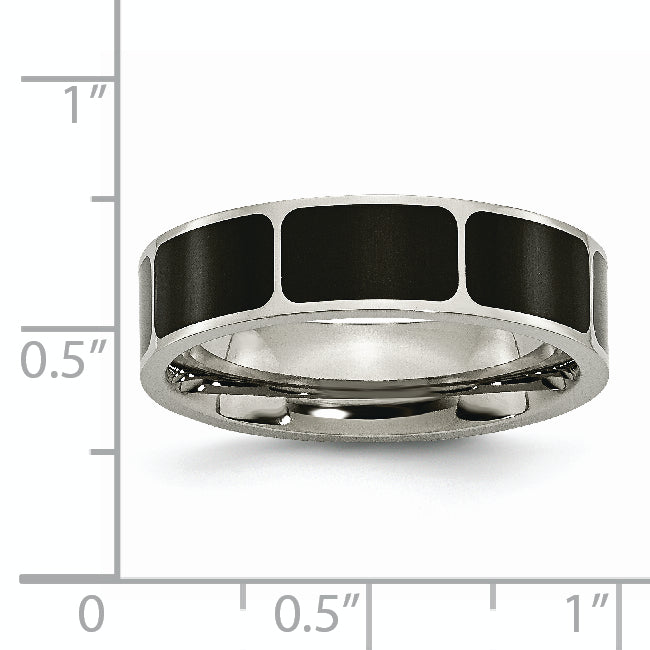 Chisel Titanium Polished Black Enamel 6mm Flat Band