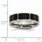Chisel Titanium Polished Black Enamel 6mm Flat Band