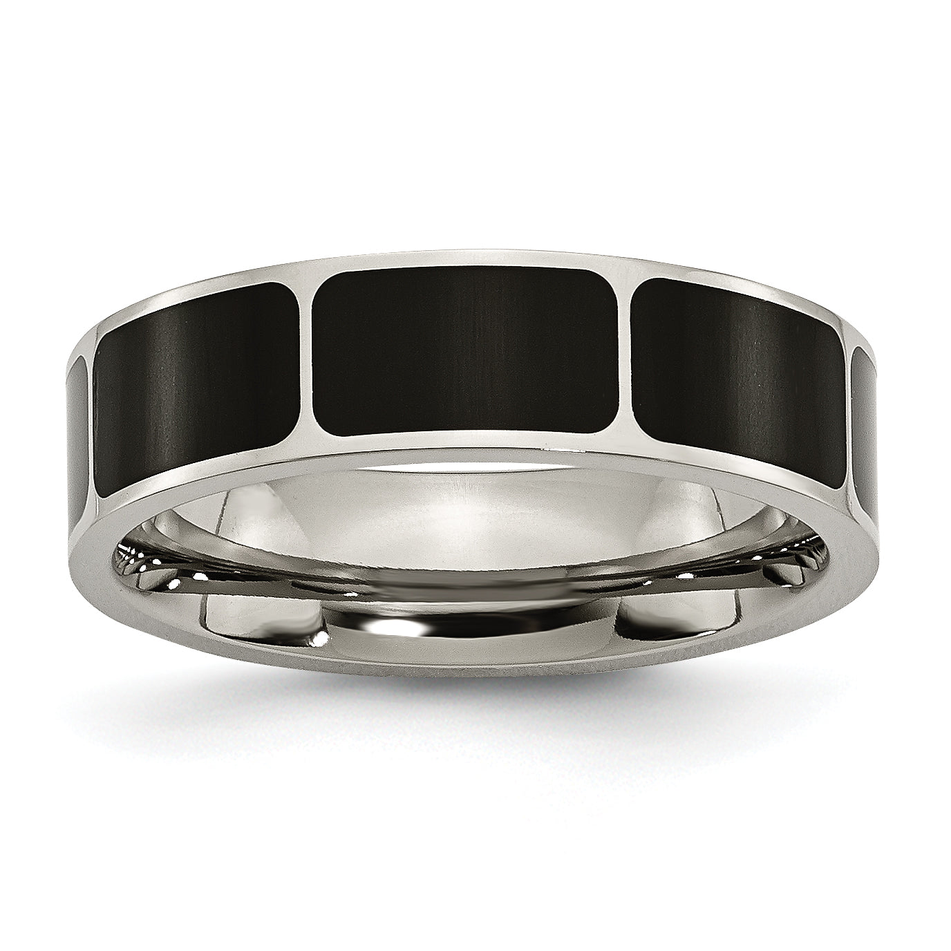 Chisel Titanium Polished Black Enamel 6mm Flat Band Main image