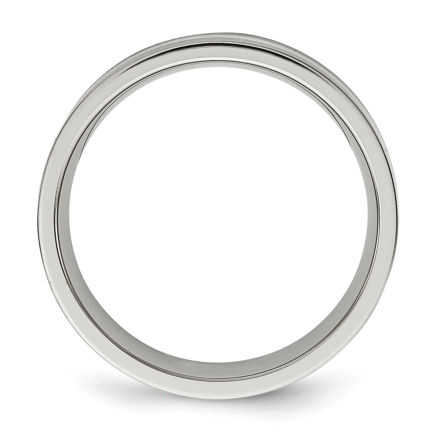Chisel Titanium Brushed with Sterling Silver Inlay 6mm Flat Band