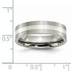 Chisel Titanium Brushed with Sterling Silver Inlay 6mm Flat Band