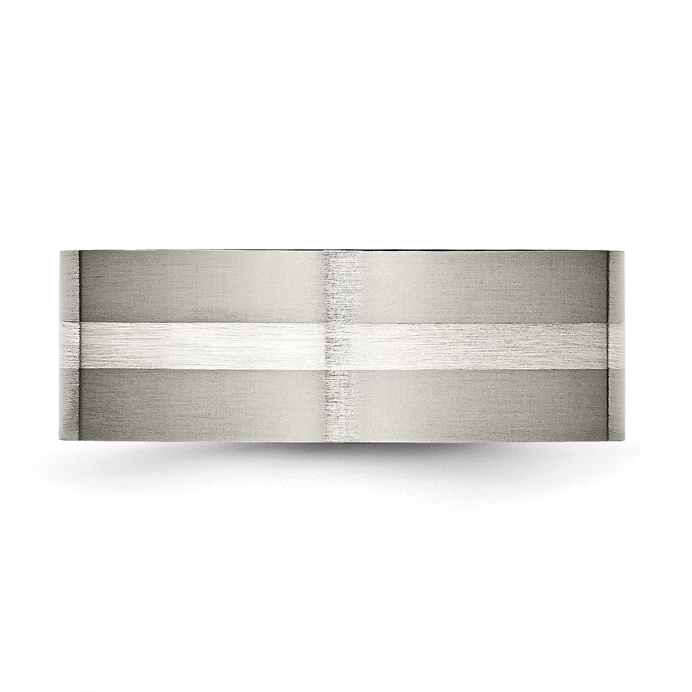 Titanium Brushed w/Sterling Silver Inlay 8mm Flat Band