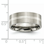 Titanium Brushed w/Sterling Silver Inlay 8mm Flat Band