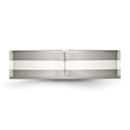 Chisel Titanium Polished with Sterling Silver Inlay 6mm Flat Band