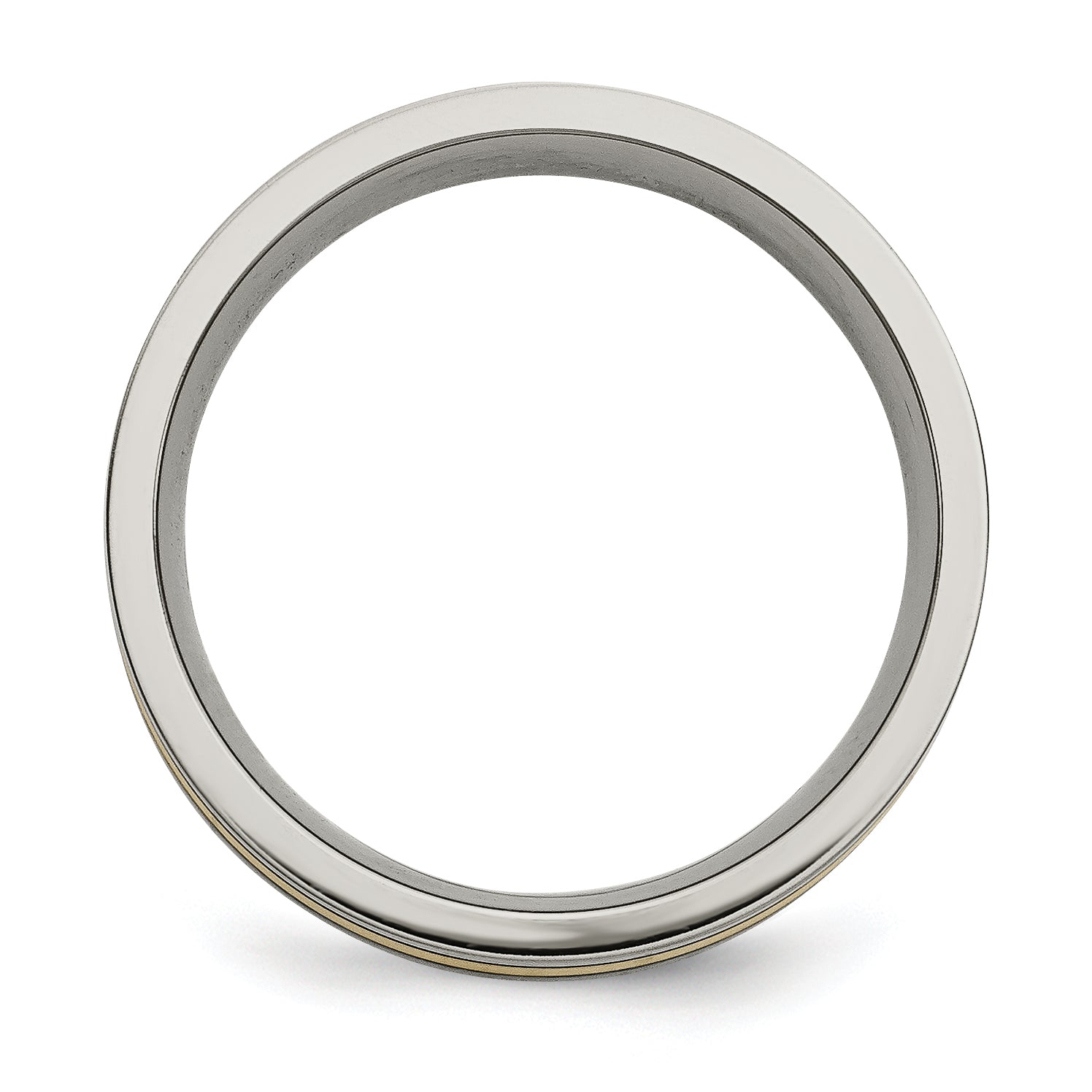 Chisel Titanium Antiqued and Brushed with 14k Gold Inlay 7mm Flat Band Secondary image