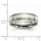 Chisel Titanium Brushed with Sterling Silver Inlay 6mm Band