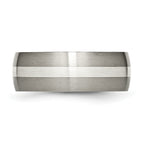Titanium Silver Inlay Wedding Band 8mm Brushed Unisex Elegance - 6 - 9.5