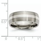 Titanium Silver Inlay Wedding Band 8mm Brushed Unisex Elegance - 6 - 9.5