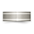 Chisel Titanium Brushed and Polished with Double Sterling Silver Inlay 8mm Flat Band