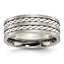 Chisel Titanium Antiqued and Brushed with Sterling Silver Braided Inlay 8mm Band