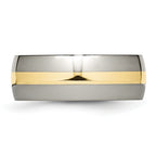 Chisel Titanium Polished with 14k Gold Inlay 8mm Band