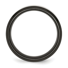 Chisel Titanium Brushed Center Black IP-plated 8mm Beveled Edge Band