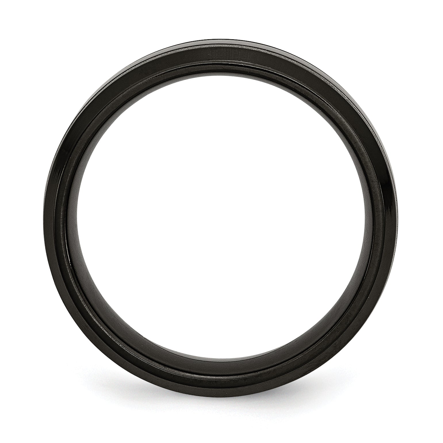 Grooved Comfort-Fit Wedding Band in Titanium with Black IP, 7mm Secondary image