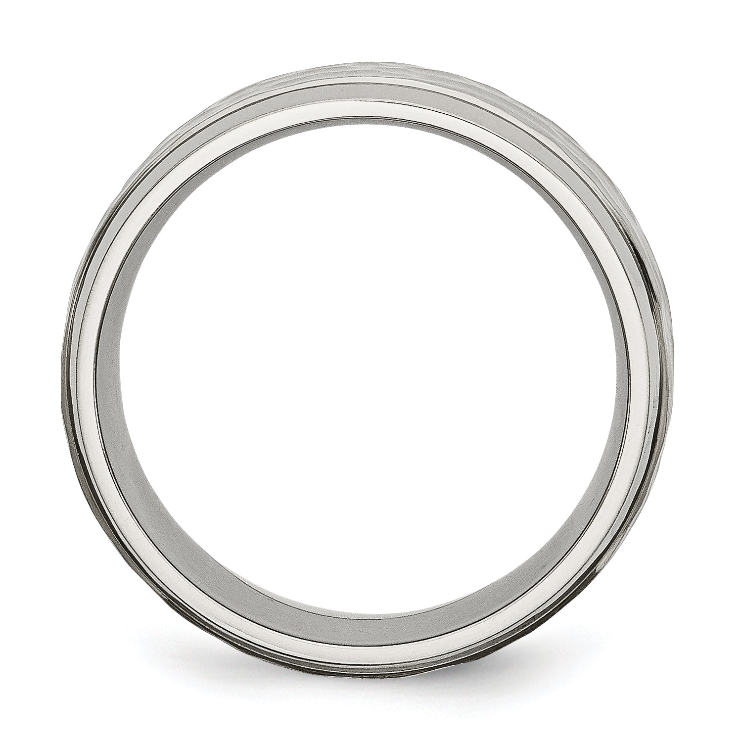 Hammered Beveled-Edge Wedding Band in Titanium, 8mm Secondary image