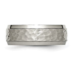 Chisel Titanium Polished and Hammered 8mm Beveled Edge Band