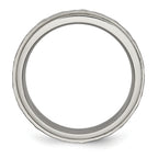 Chisel Titanium Polished and Hammered 6mm Ridged Edge Band