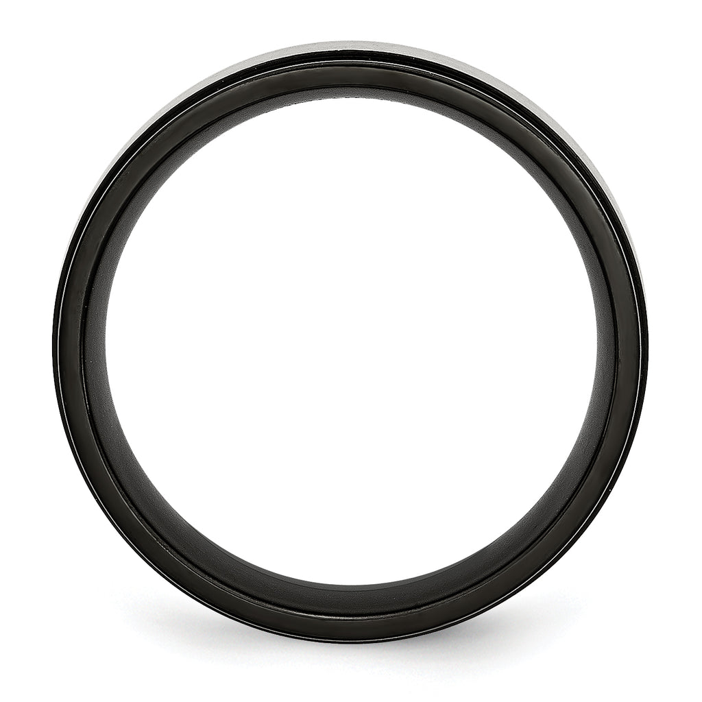 Chisel Titanium Brushed Center Black IP-plated 8mm Beveled Edge Band