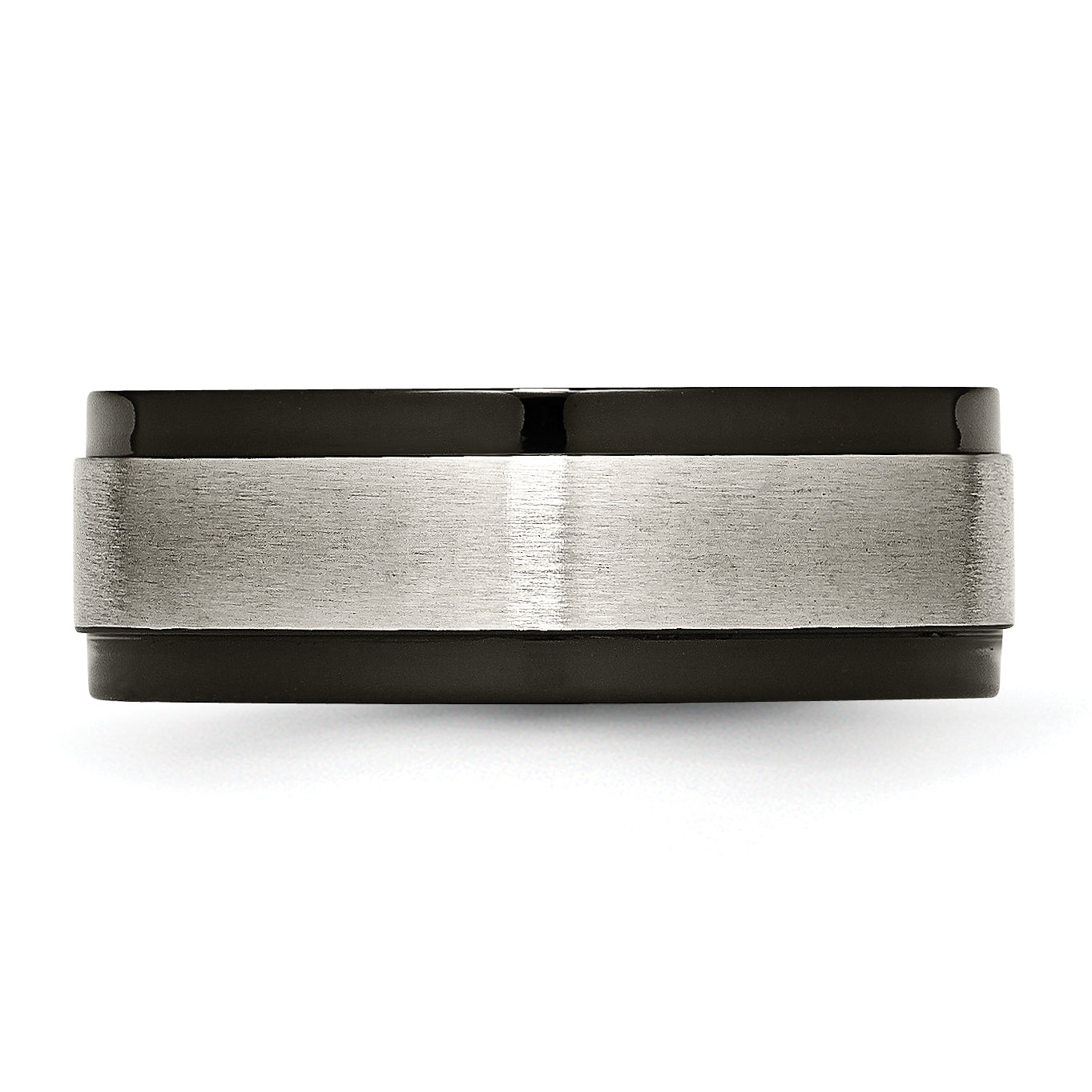 Chisel Titanium Brushed Center Black IP-plated 8mm Beveled Edge Band