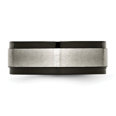 Chisel Titanium Brushed Center Black IP-plated 8mm Beveled Edge Band