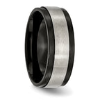 Chisel Titanium Brushed Center Black IP-plated 8mm Beveled Edge Band