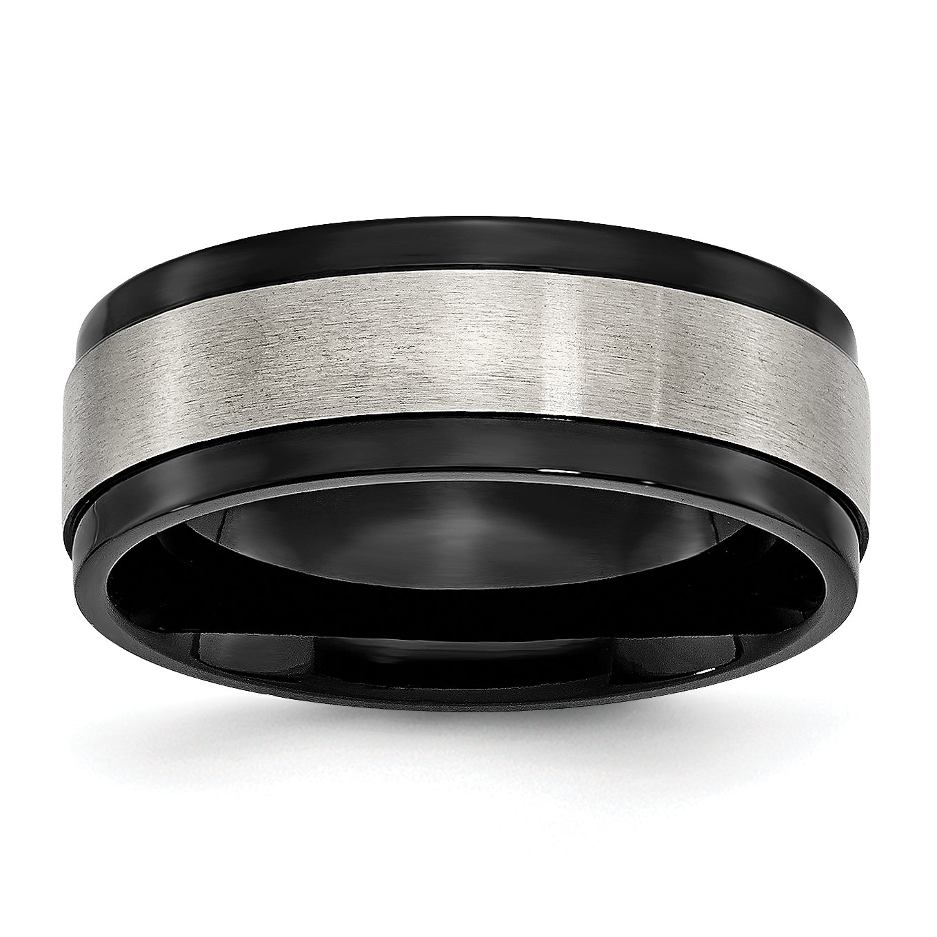 Chisel Titanium Brushed Center Black IP-plated 8mm Beveled Edge Band Main image
