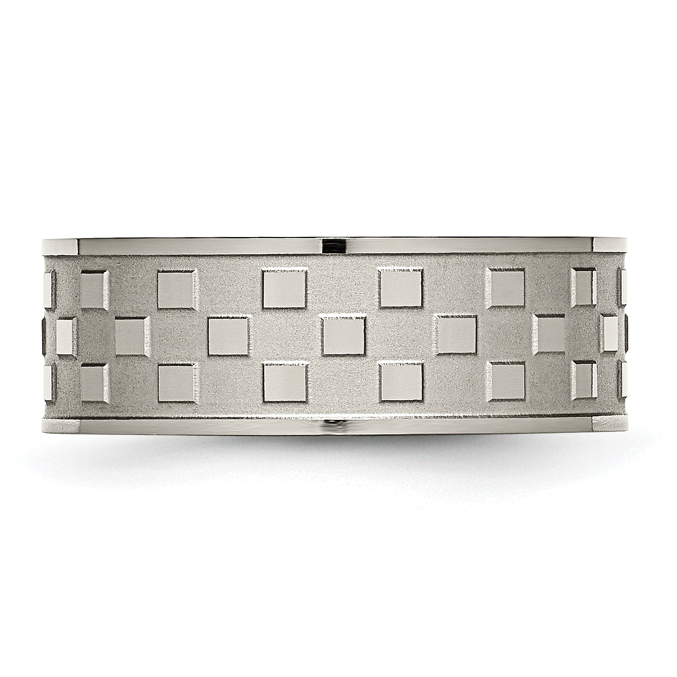 Titanium Satin and Polished Checkered 8mm Band