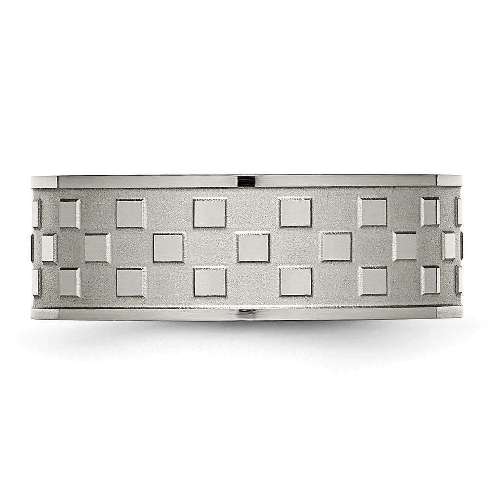 Titanium Satin and Polished Checkered 8mm Band