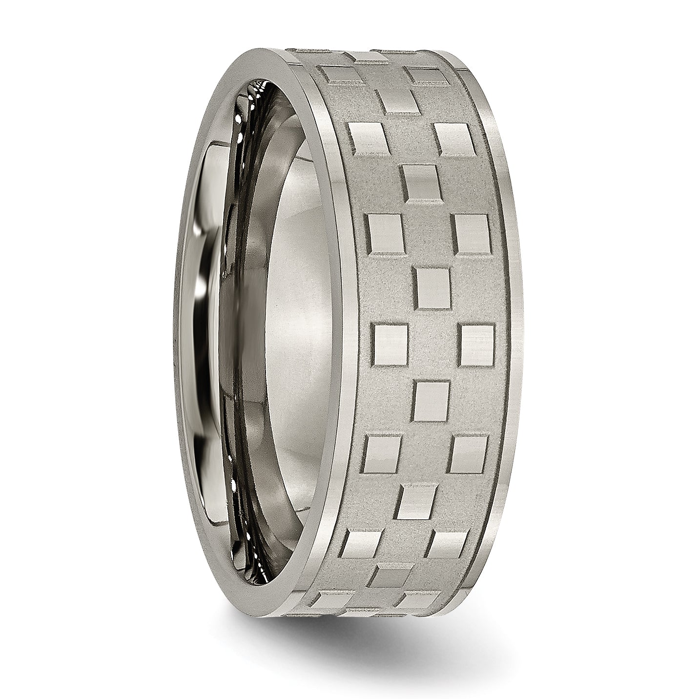 Titanium Satin and Polished Checkered 8mm Band