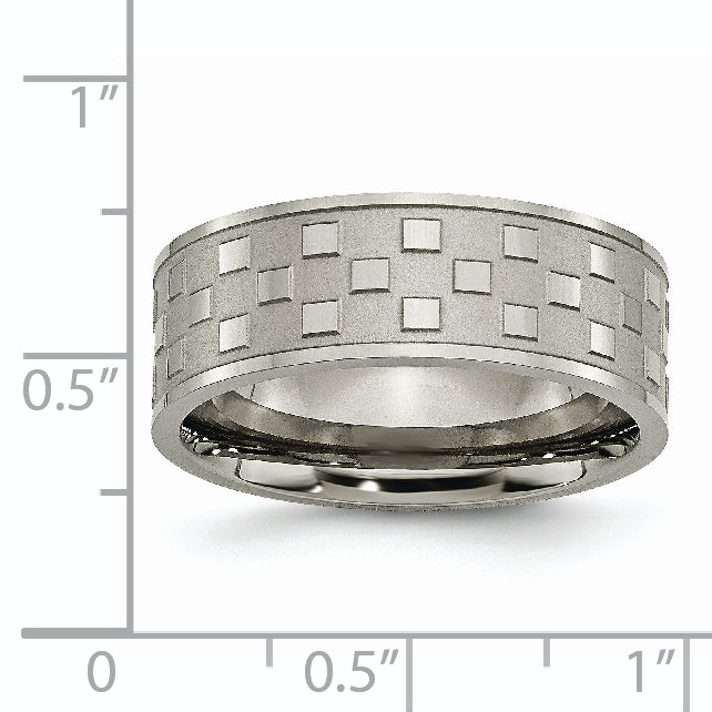 Titanium Satin and Polished Checkered 8mm Band