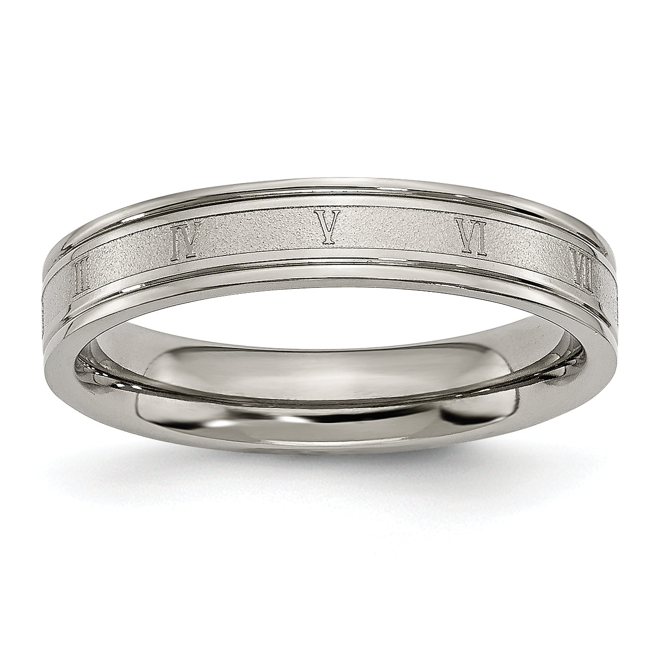 Chisel Titanium Brushed Center 4mm Roman Numerals Band Main image