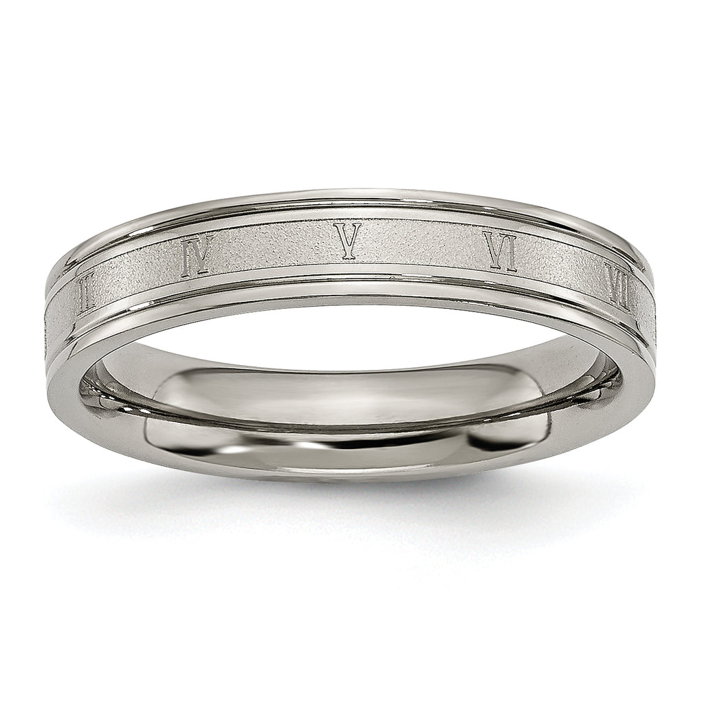 Chisel Titanium Brushed Center 4mm Roman Numerals Band