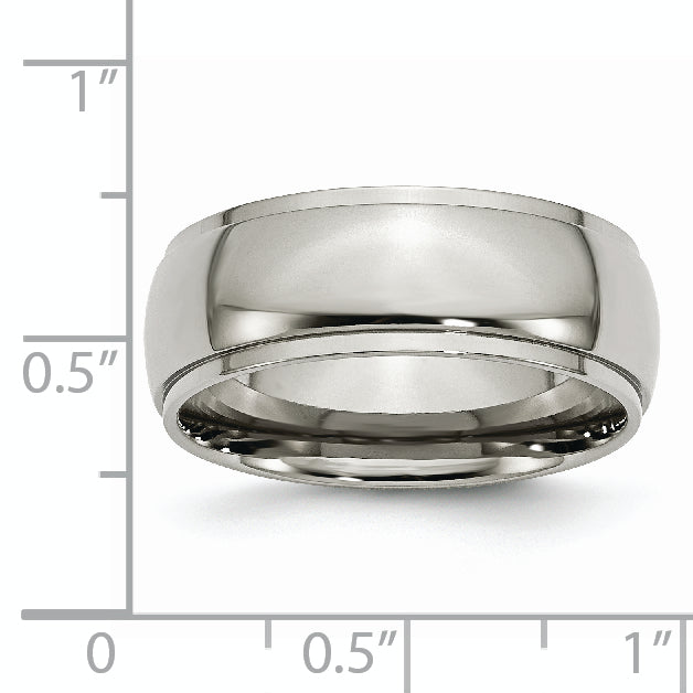 Chisel Titanium Polished 8mm Ridged Edge Band