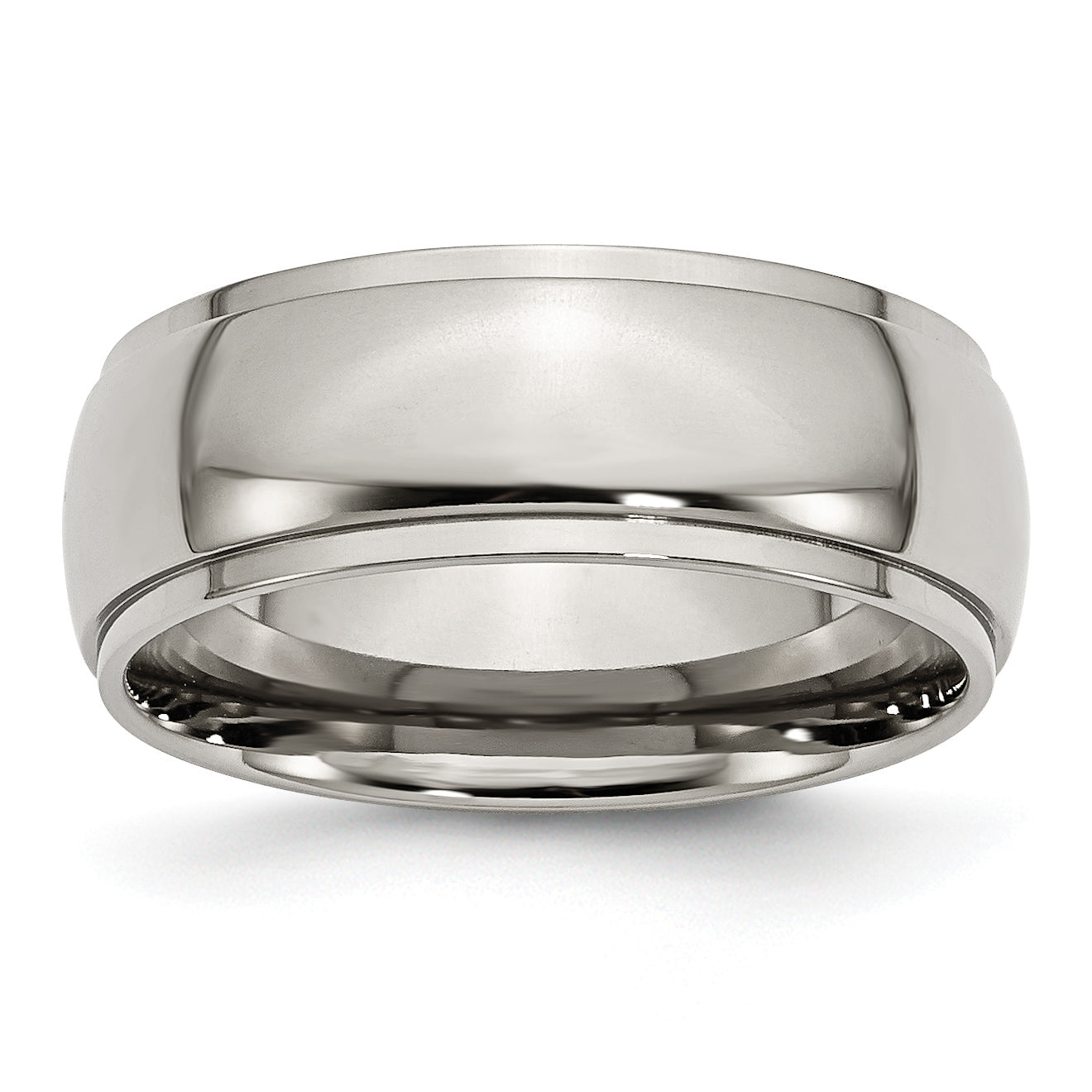 Chisel Titanium Polished 8mm Ridged Edge Band Main image