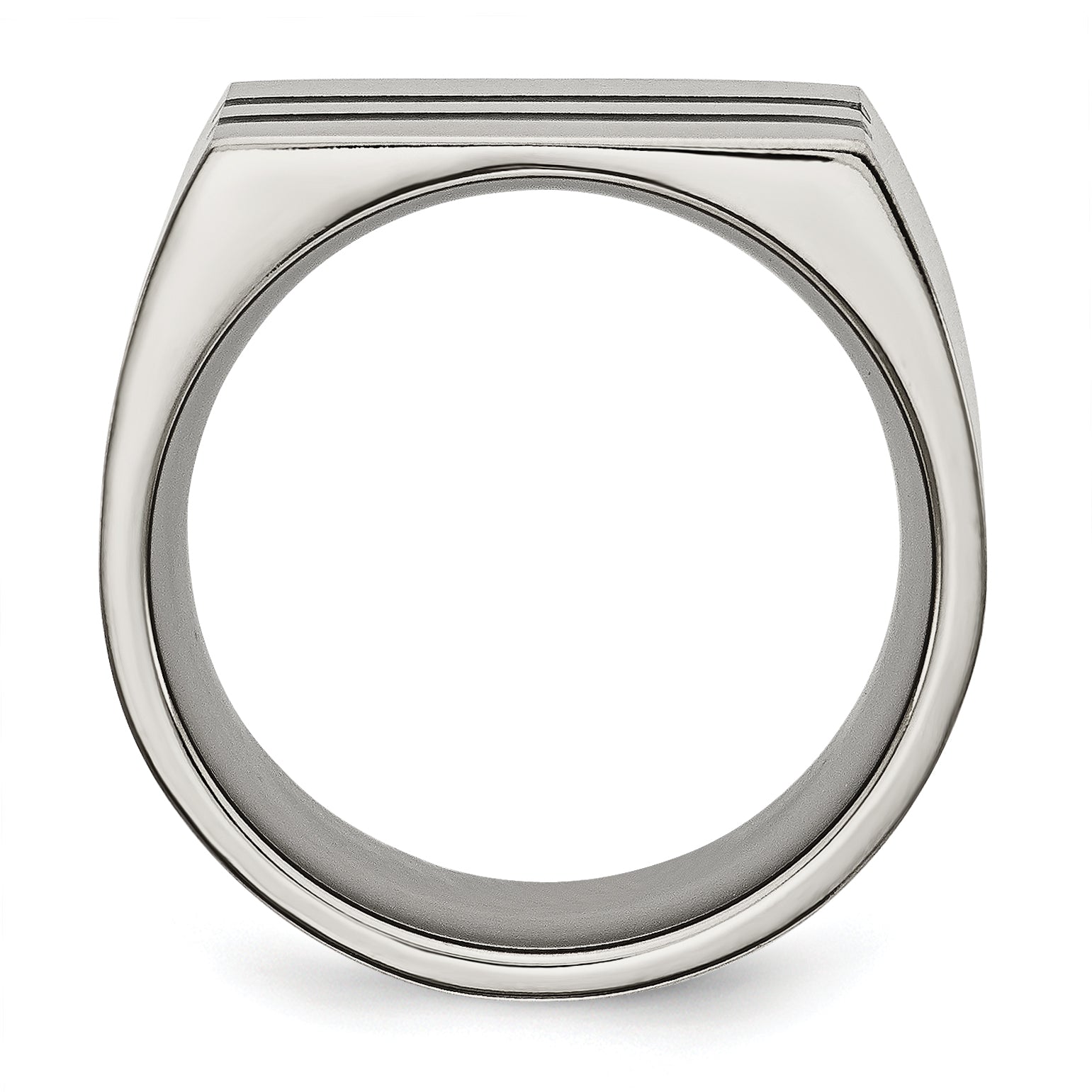 Brushed Wedding Band in Titanium with Black Enamel Stripes, 10mm Secondary image