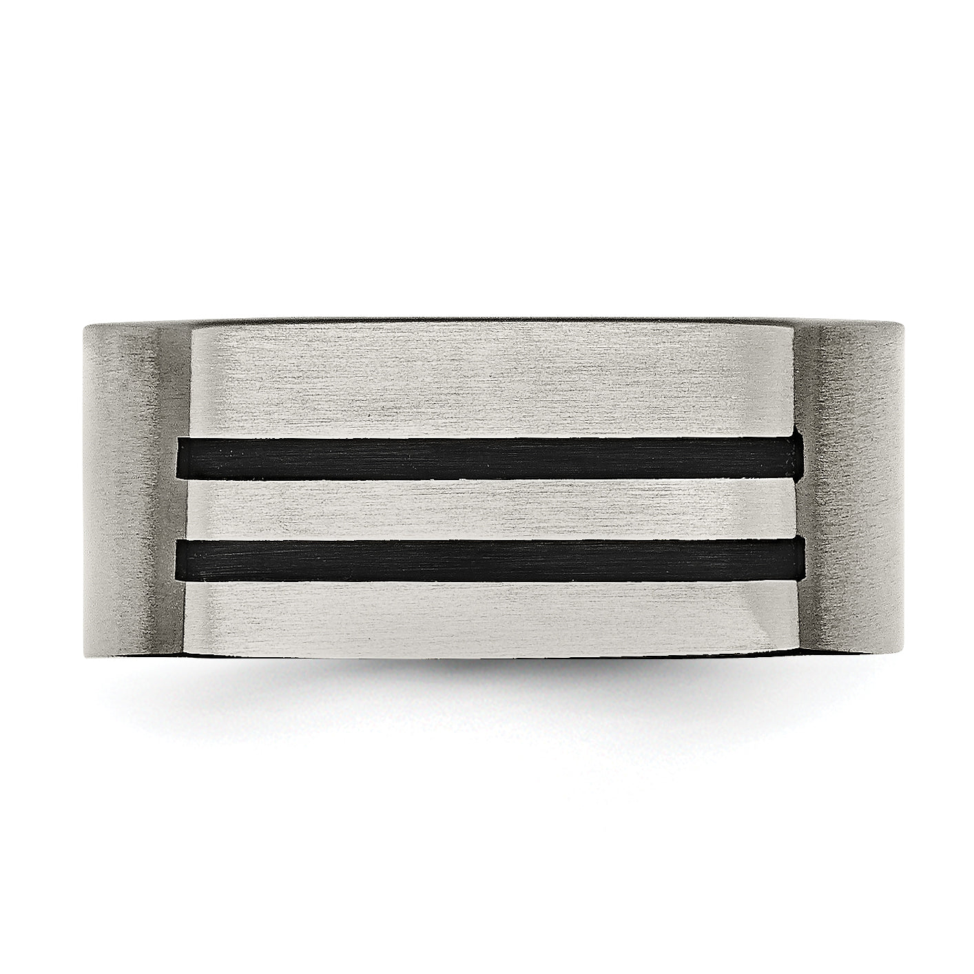 Chisel Titanium Brushed Black Enamel Stripes 10mm Band