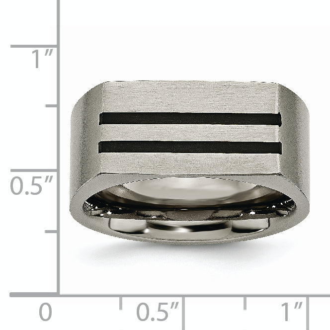 Chisel Titanium Brushed Black Enamel Stripes 10mm Band