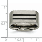 Chisel Titanium Brushed Black Enamel Stripes 10mm Band