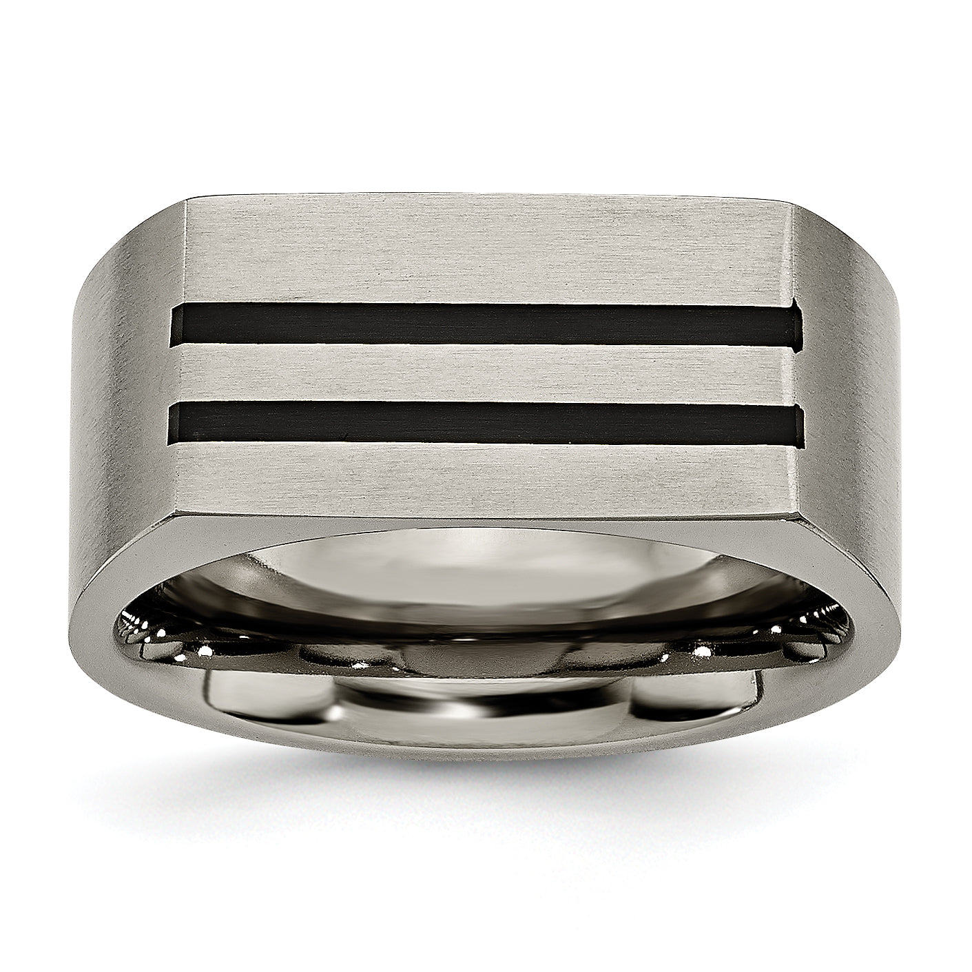 Chisel Titanium Brushed Black Enamel Stripes 10mm Band Main image
