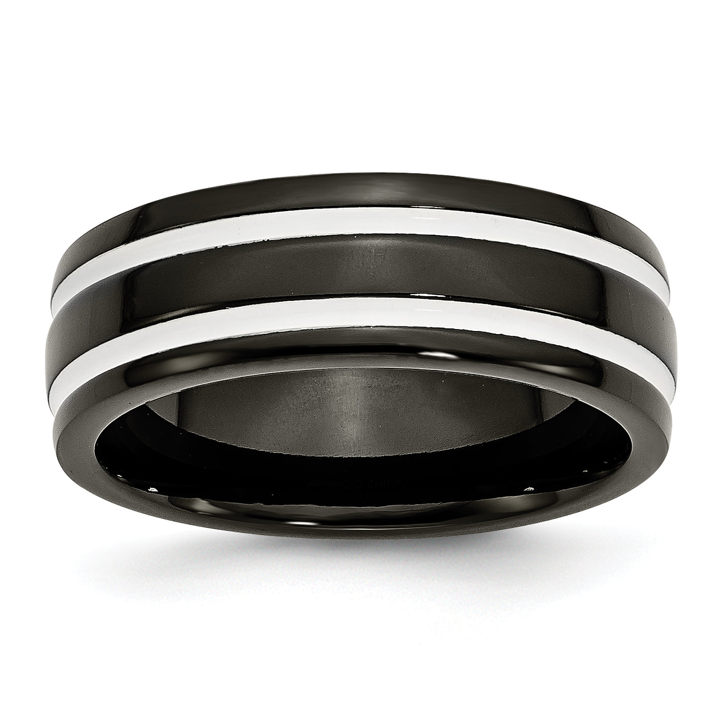 Titanium 8mm Black IP-plated Polished Band Main image