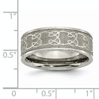 Chisel Titanium Brushed Center 8mm Scroll Design Band