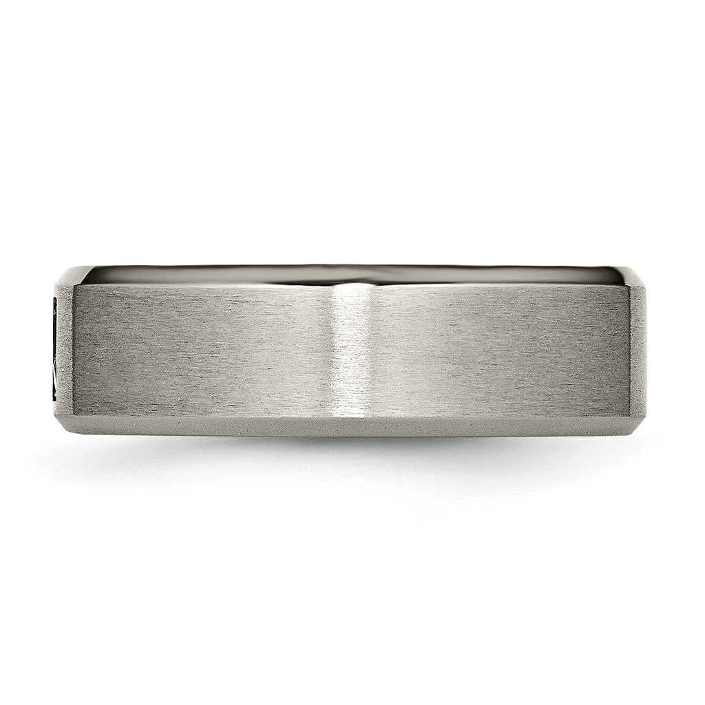 Chisel Titanium Brushed Center 1/20 Carat Diamond 7mm Band