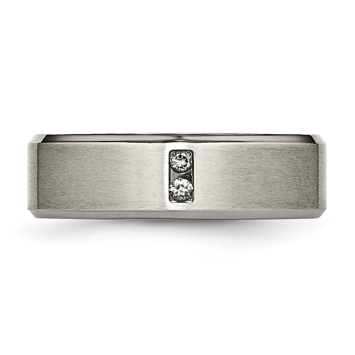 Chisel Titanium Brushed Center 1/20 Carat Diamond 7mm Band Secondary image