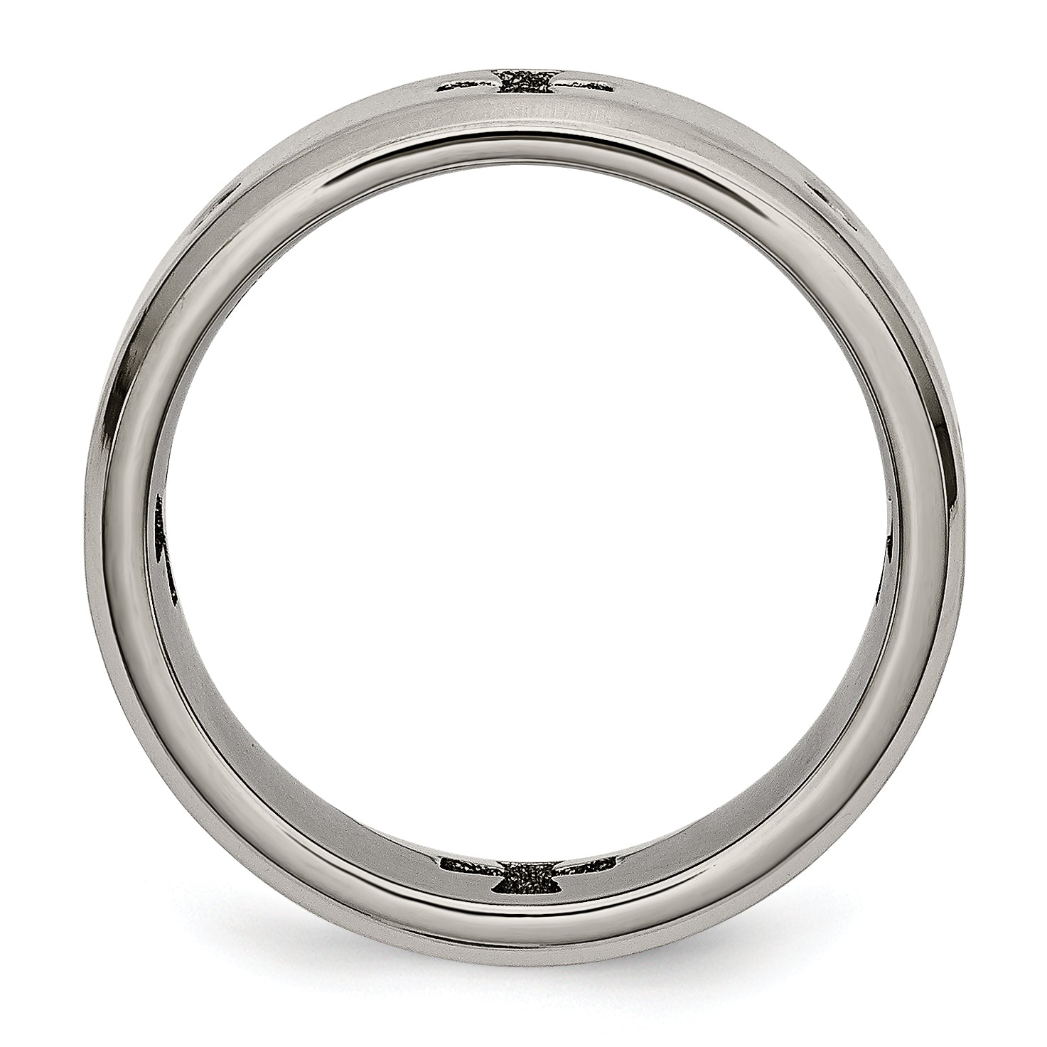 Diamond Cross Cut-Out Wedding Band in Titanium, 7mm Secondary image